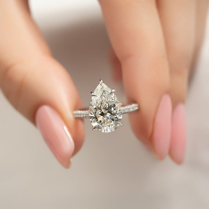 The Rosie Pear Lab Diamond Moissanite Engagement Ring *Shown with 4 ct #material_white