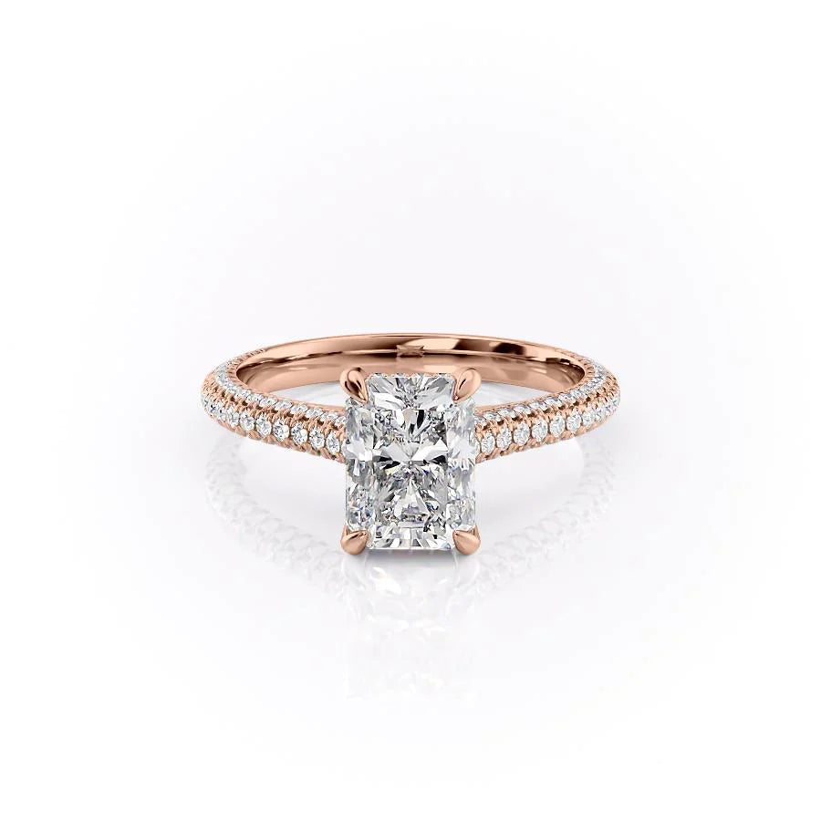 The Rosie Set With Radiant Pave Lab Diamond 1 Carat 14K Rose#material_rose