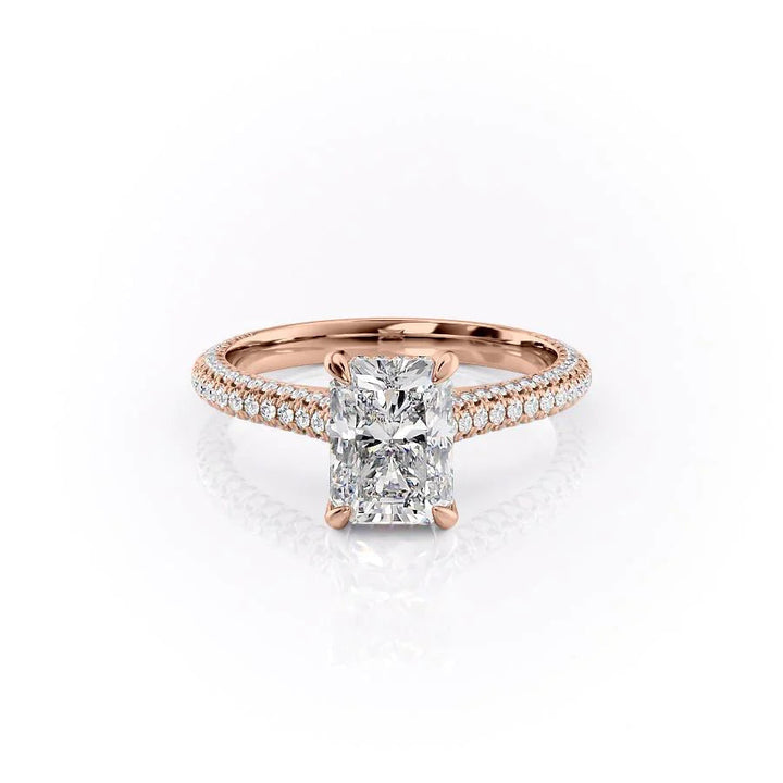 The Rosie Set With Radiant Pave Lab Diamond 1 Carat 14K Rose#material_rose