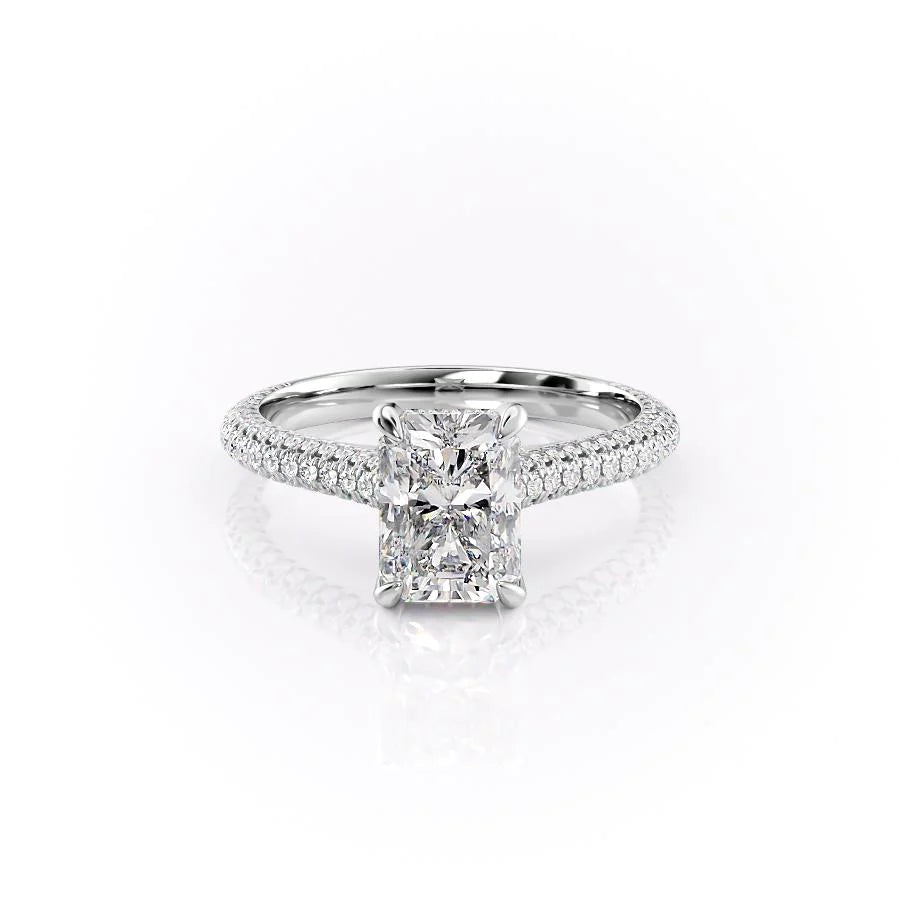 The Rosie Set With Radiant Pave Lab Diamond 1 Carat 14K White#material_white