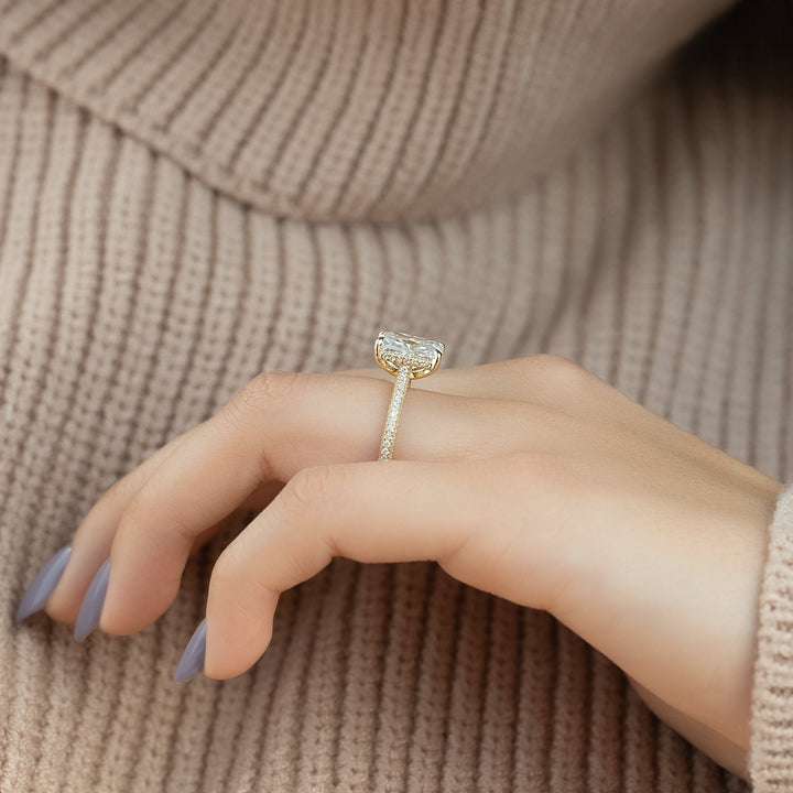 The Rosie Radiant Lab Diamond Moissanite Engagement Ring *Shown with 4 ct #material_gold