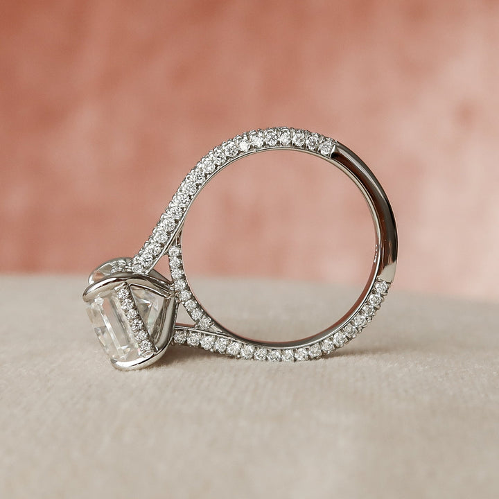 The Rosie Radiant Lab Diamond Moissanite Engagement Ring *Shown with 5.5 ct #material_white