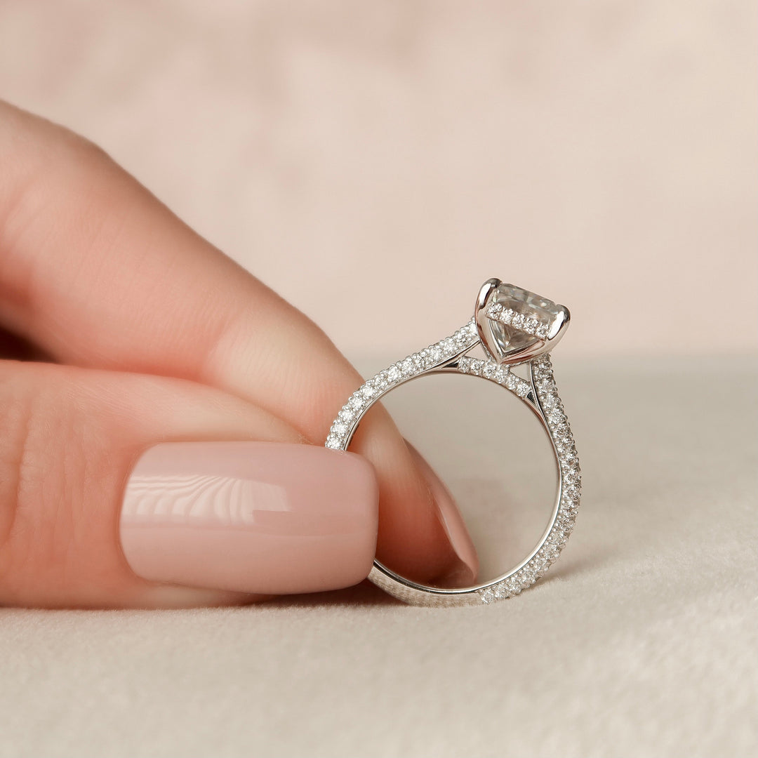 The Rosie Radiant Lab Diamond Moissanite Engagement Ring