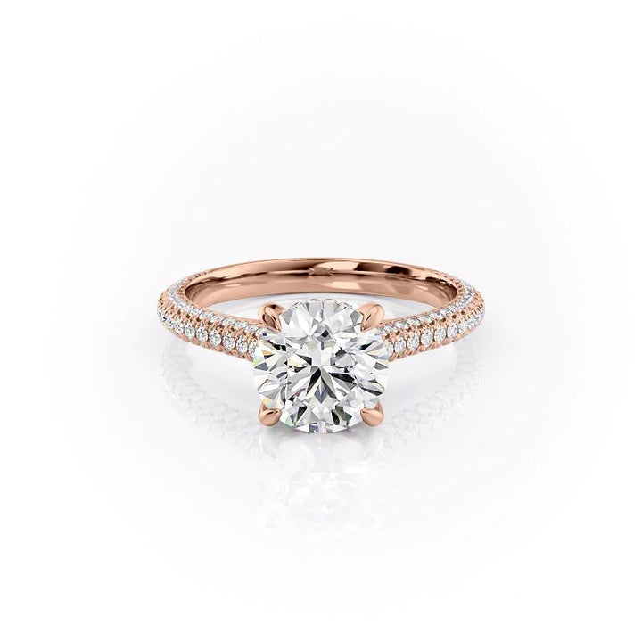 The Rosie Set With Round Pave Lab Diamond 1 Carat 14K Rose#material_rose