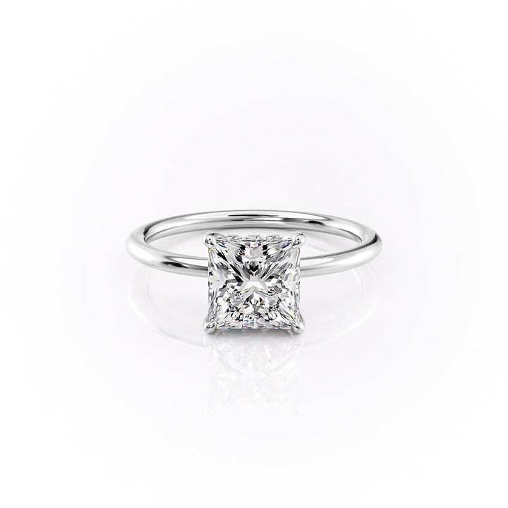 The Selena Set With Princess Solitaire Moissanite#material_18k-white
