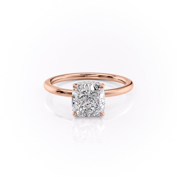 The Solitaire Phoebe Set With A Cushion Solitaire Lab Diamond 1 Carat 14K Rose#material_14k-rose