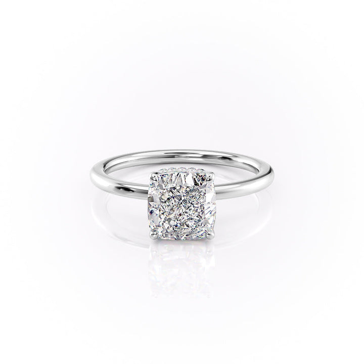 The Solitaire Phoebe Set With A Cushion Solitaire Lab Diamond 1 Carat 14K White#material_14k-white