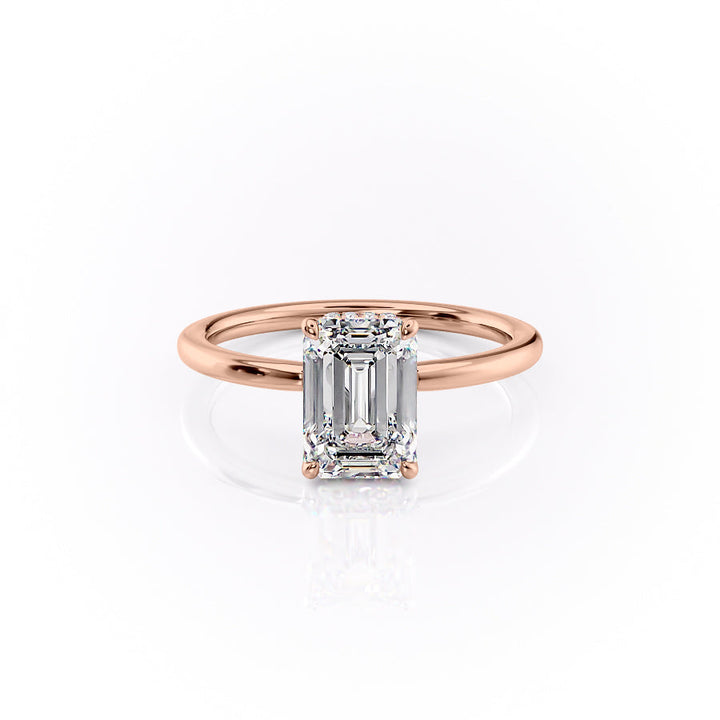 The Solitaire Phoebe Set With A Emerald Solitaire Moissanite 1 Carat 14K Rose#material_14k-rose