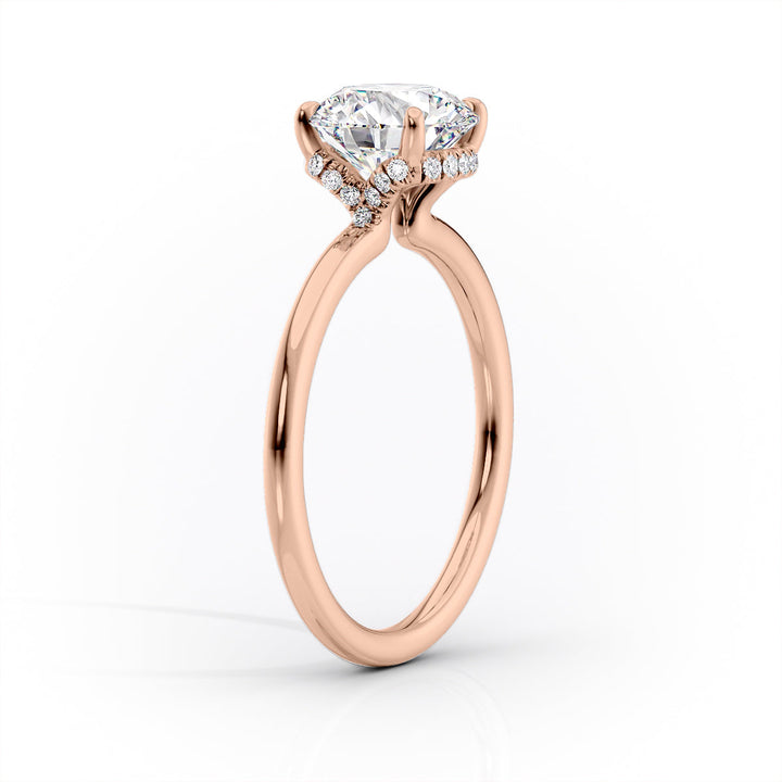 The Solitaire Phoebe Set With A Emerald Solitaire Lab Diamond 1.5 Carat 14K Rose#material_14k-rose