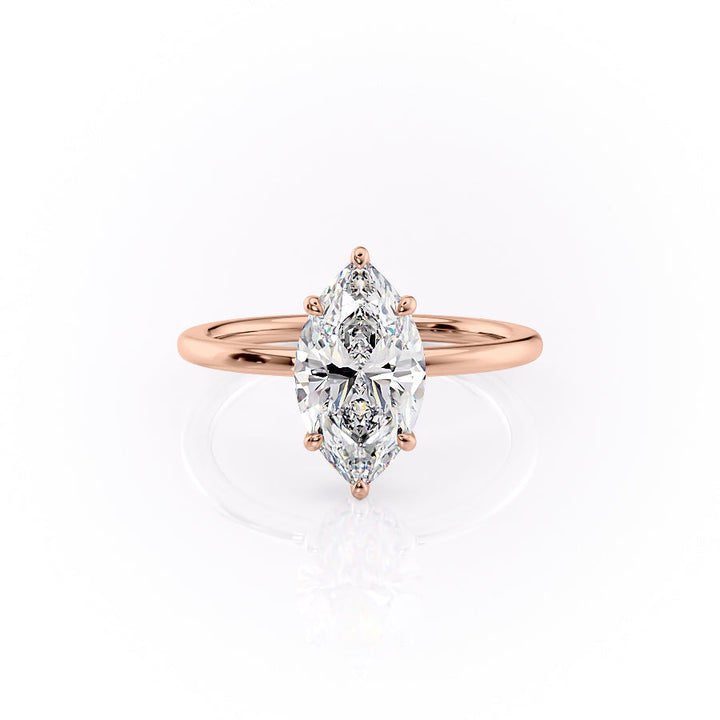 The Solitaire Phoebe Set With A Marquise Solitaire Moissanite 1 Carat 14K Rose#material_14k-rose