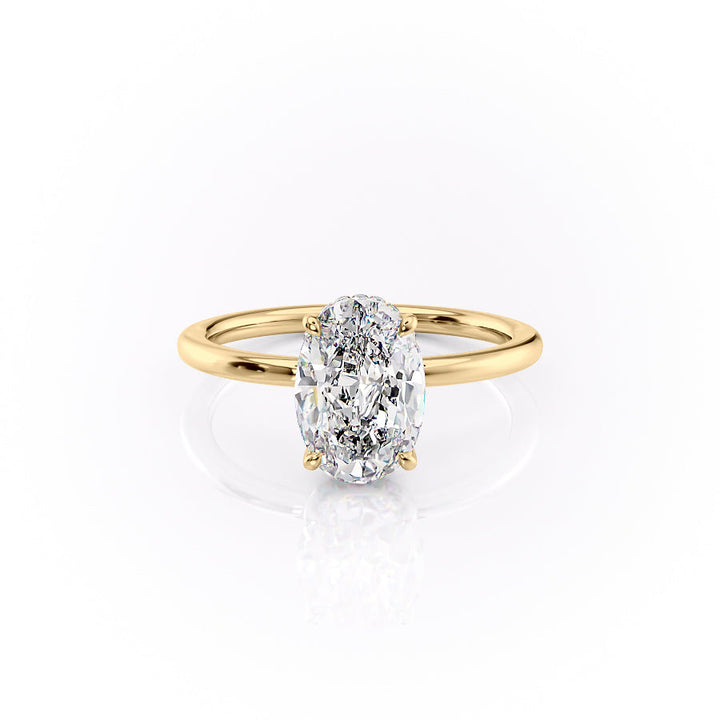 The Solitaire Phoebe Set With A Oval Solitaire Moissanite 1 Carat 14K Gold#material_14k-gold