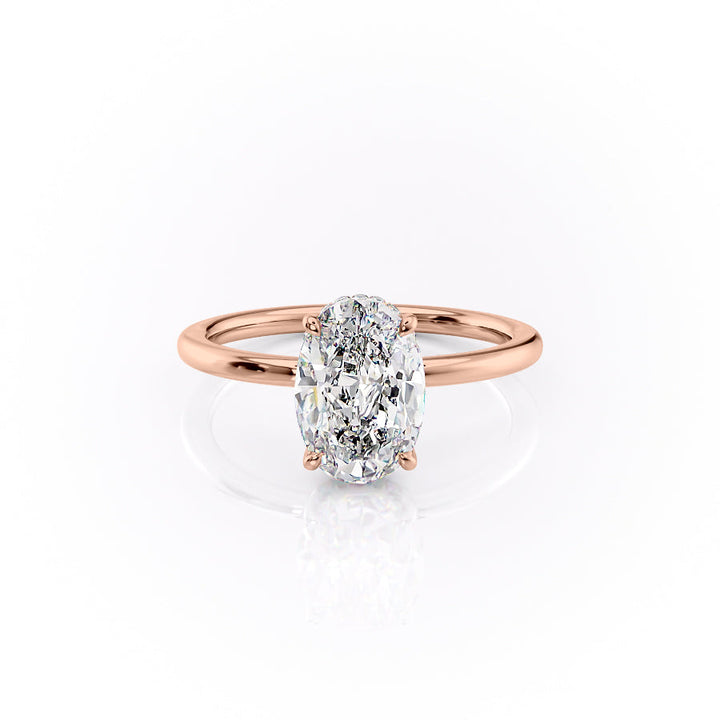 The Solitaire Phoebe Set With A Oval Solitaire Lab Diamond 1 Carat 14K Rose#material_14k-rose