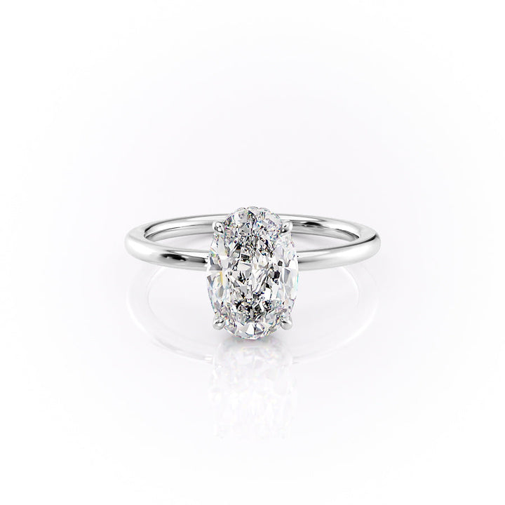 The Solitaire Phoebe Set With A Oval Solitaire Lab Diamond 1 Carat 18K White#material_18k-white