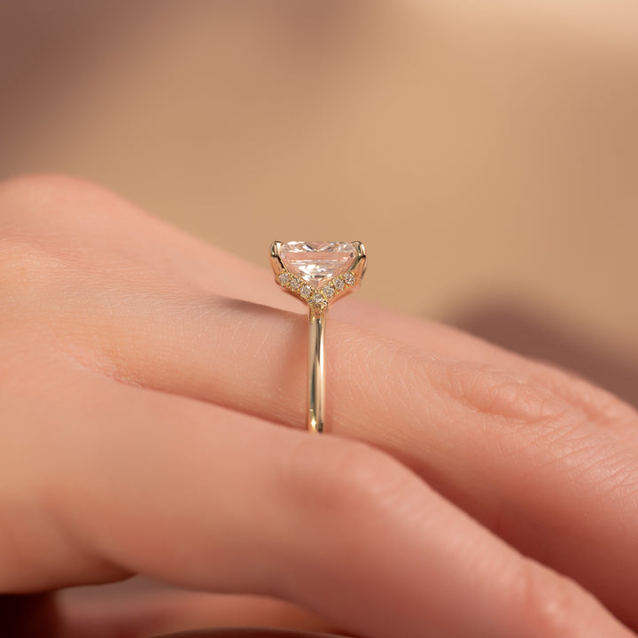 The Solitaire Phoebe Set With A Princess Solitaire Moissanite 2.5 Carat 14K Gold#material_14k-gold