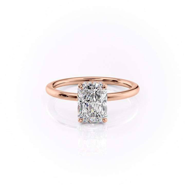 The Solitaire Phoebe Set With A Radiant Solitaire Moissanite 1 Carat 14K Rose#material_14k-rose