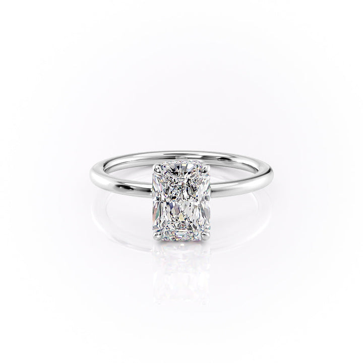 The Solitaire Phoebe Set With A Radiant Solitaire Moissanite 1 Carat 14K White#material_14k-white
