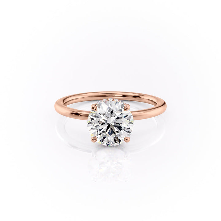 The Solitaire Phoebe Set With A Round Solitaire Moissanite 1 Carat 14K Rose#material_14k-rose