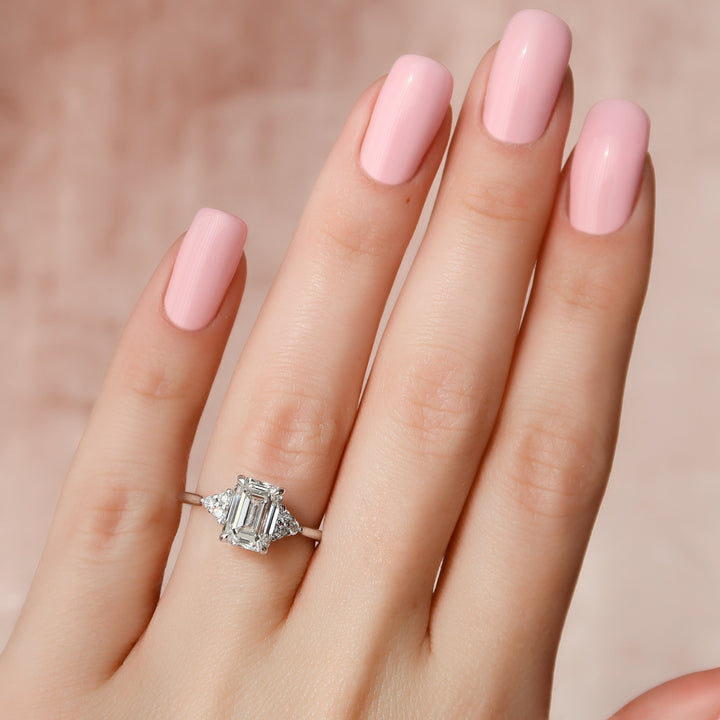 The Summer Emerald Lab Diamond Moissanite Engagement Ring *Shown with 2.5 ct #material_white