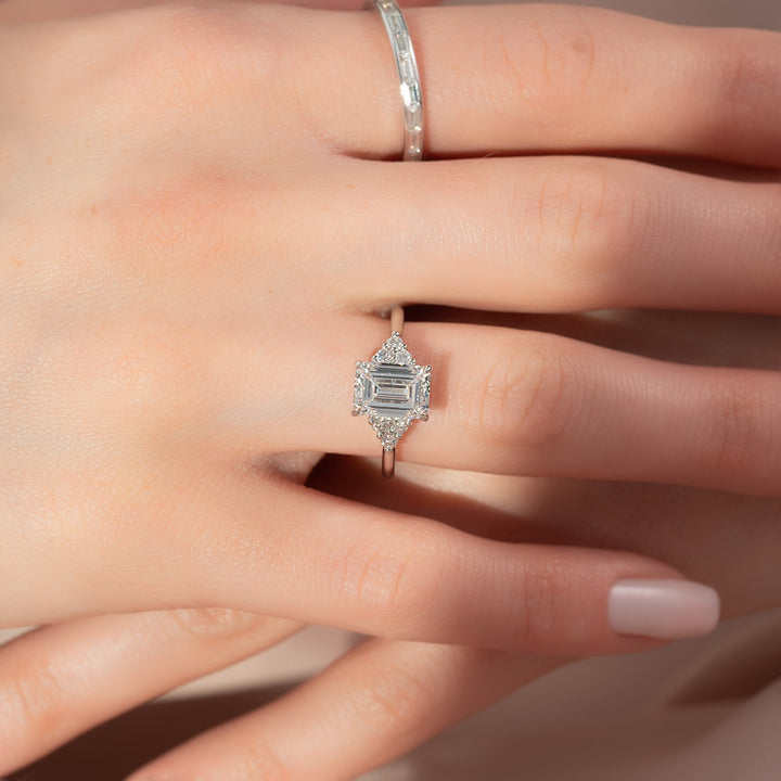 The Summer Emerald Lab Diamond Moissanite Engagement Ring *Shown with 2 ct #material_white