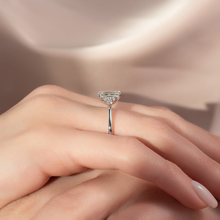 The Summer Emerald Lab Diamond Moissanite Engagement Ring *Shown with 2 ct #material_white