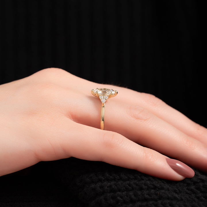 The Summer Marquise Lab Diamond Moissanite Engagement Ring *Shown with 1 ct #material_gold