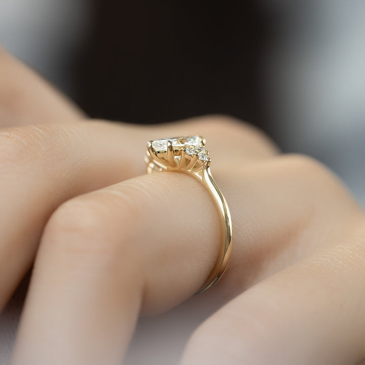 The Summer Marquise Lab Diamond Moissanite Engagement Ring *Shown with 1 ct #material_gold