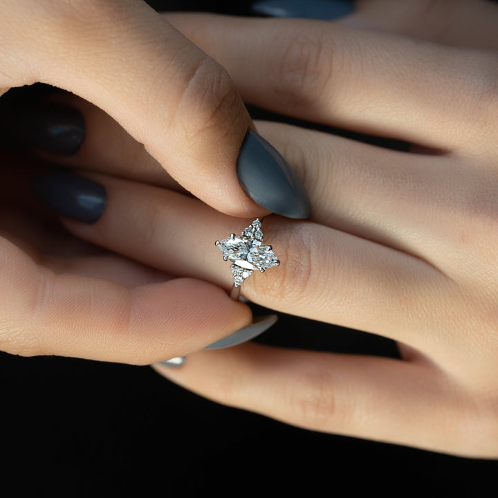 The Summer Marquise Lab Diamond Moissanite Engagement Ring *Shown with 1 ct #material_white