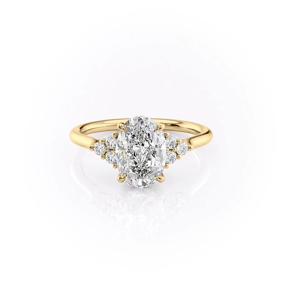 The Summer Set With Oval Side Stone Lab Diamond 1 Carat 14K Gold#material_gold