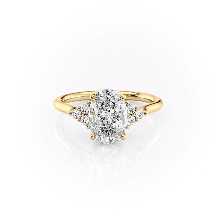 The Summer Set With Oval Side Stone Lab Diamond 1 Carat 14K Gold#material_gold