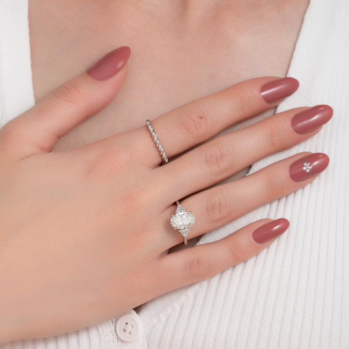 The Summer Oval Lab Diamond Moissanite Engagement Ring *Shown with 2 ct #material_white