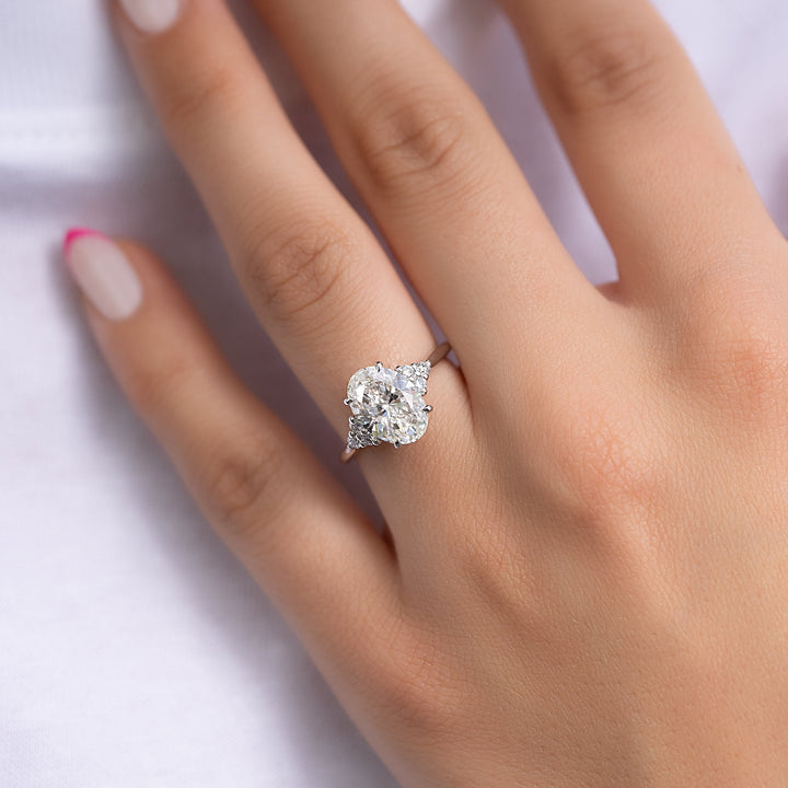 The Summer Oval Lab Diamond Moissanite Engagement Ring *Shown with 2.5 ct #material_white