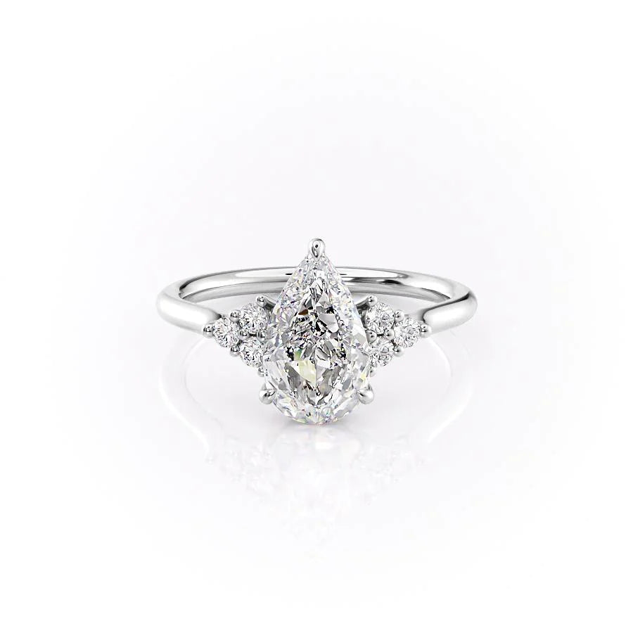 The Summer Set With Pear Side Stone Lab Diamond 1 Carat 14K White#material_white