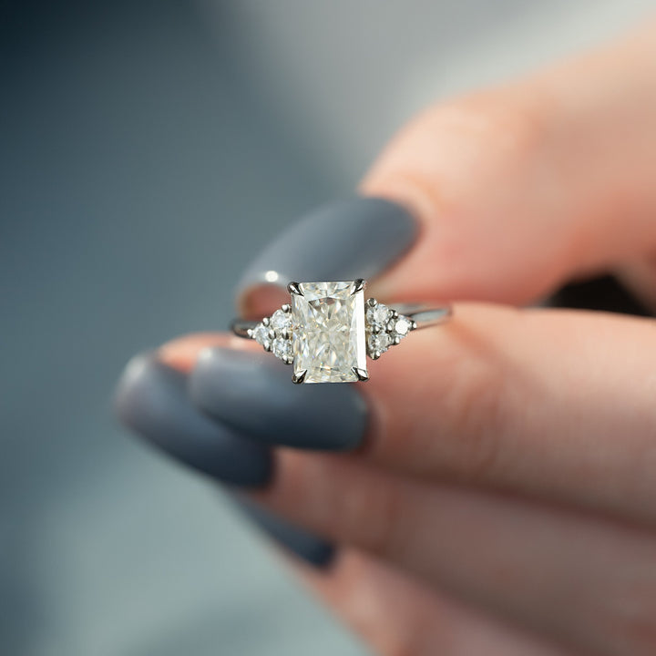 The Summer Set With Radiant Side Stone Lab Diamond 1 Carat 14K White#material_white