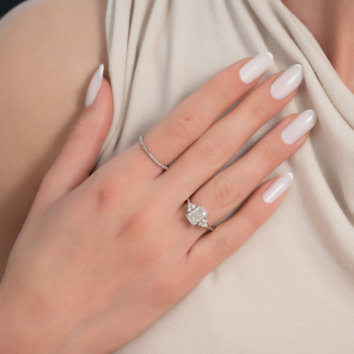 The Summer Radiant Lab Diamond Moissanite Engagement Ring *Shown with 2 ct #material_white