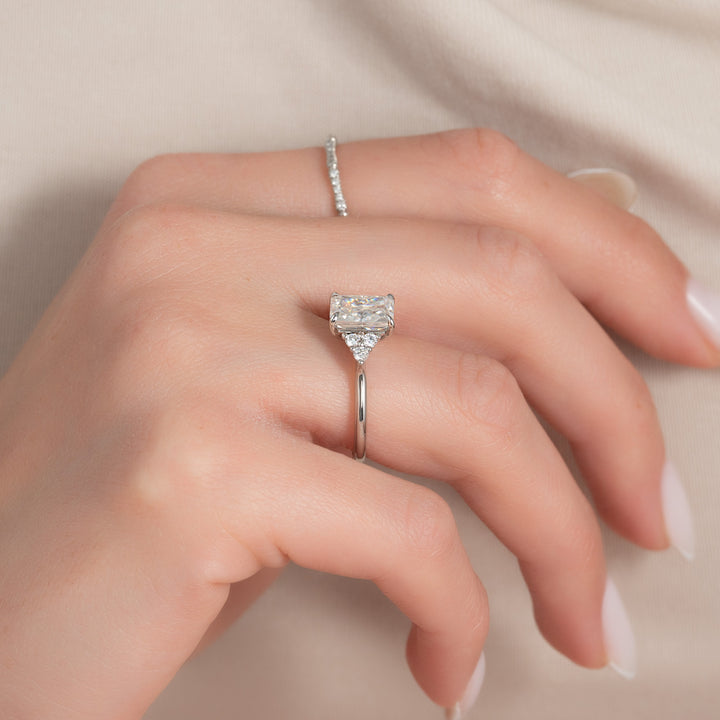 The Summer Radiant Lab Diamond Moissanite Engagement Ring *Shown with 2 ct #material_white