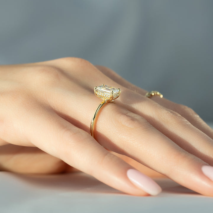 The Sydney Emerald Lab Diamond Moissanite Engagement Ring *Shown with 2 ct #material_gold