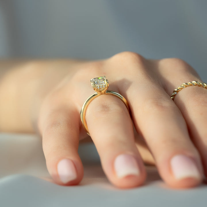The Sydney Emerald Lab Diamond Moissanite Engagement Ring *Shown with 2 ct #material_gold
