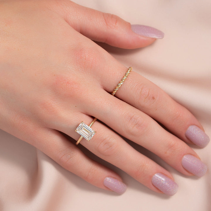 The Sydney Emerald Lab Diamond Moissanite Engagement Ring *Shown with 3 ct #material_gold