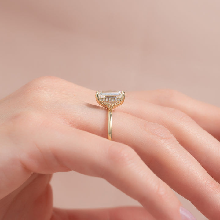 The Sydney Emerald Lab Diamond Moissanite Engagement Ring *Shown with 3 ct #material_gold