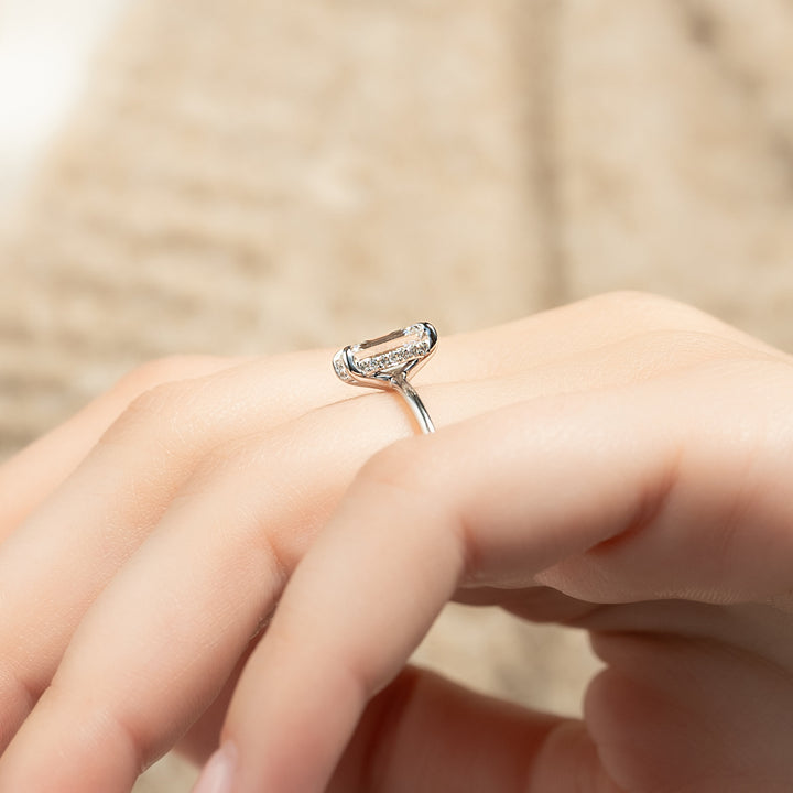 The Sydney Emerald Lab Diamond Moissanite Engagement Ring *Shown with 2 ct #material_white