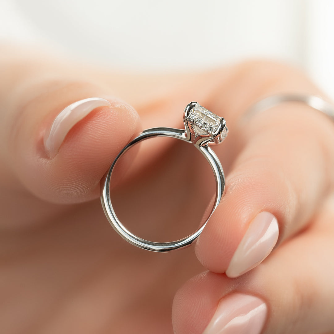 The Sydney Emerald Lab Diamond Moissanite Engagement Ring