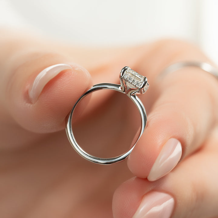 The Sydney Emerald Lab Diamond Moissanite Engagement Ring *Shown with 2 ct #material_white