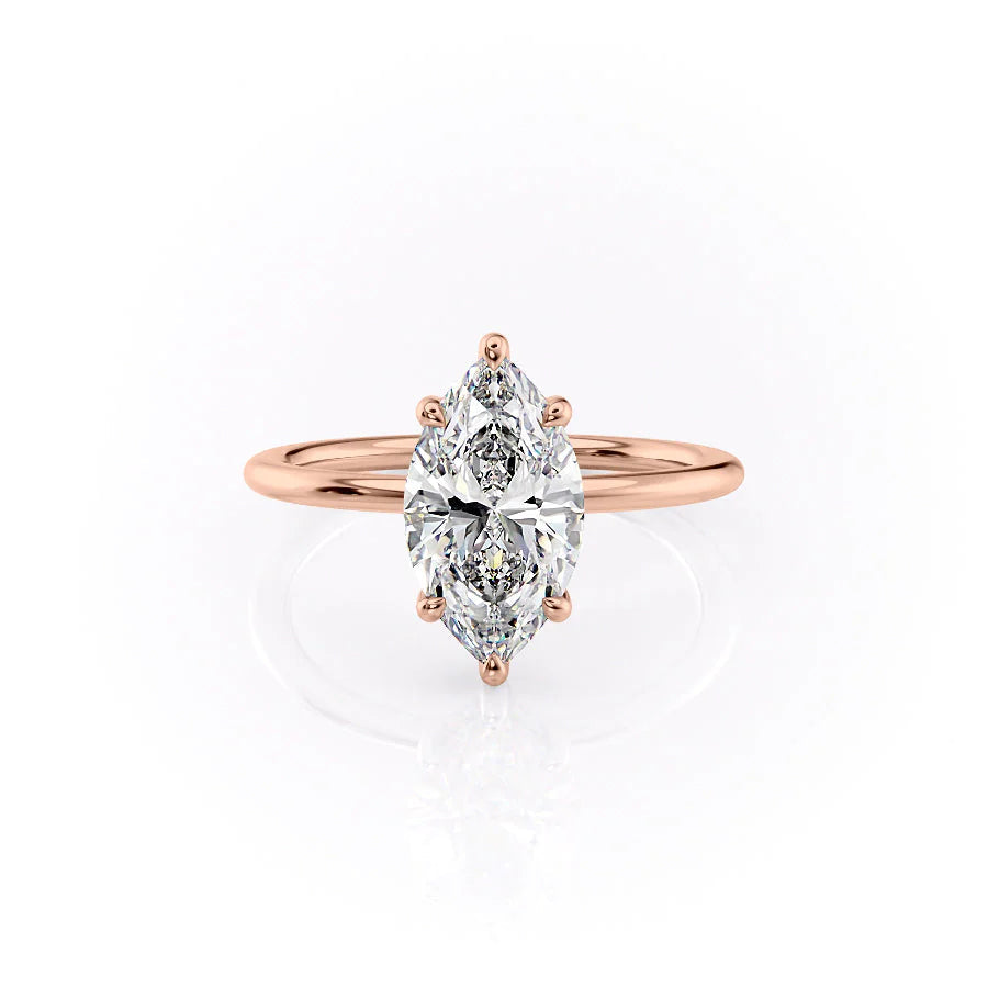 The Sydney Set With Marquise Solitaire Lab Diamond 1 Carat 14K Rose#material_rose