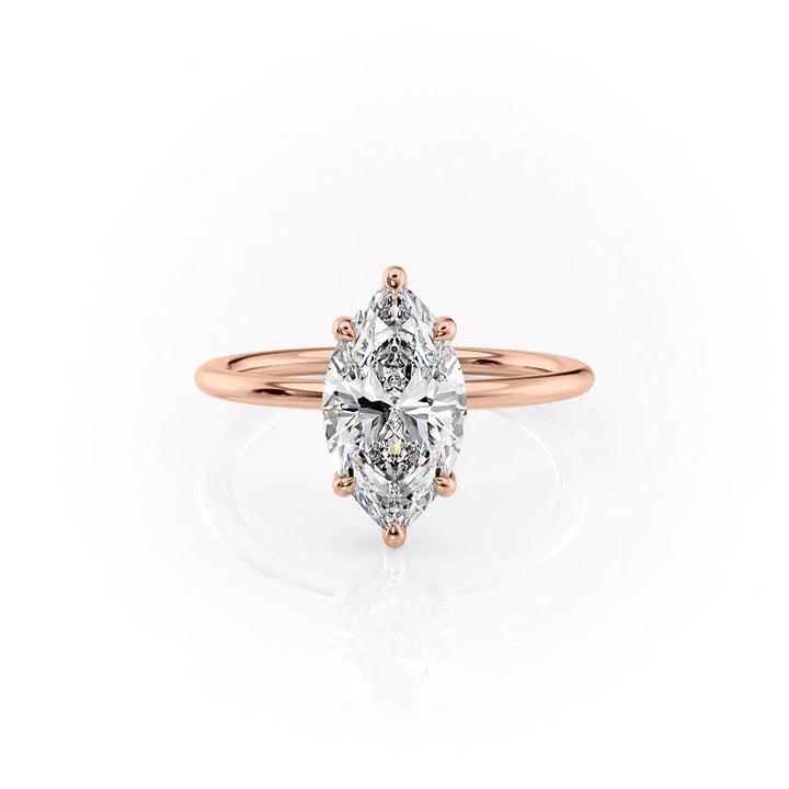 The Sydney Set With Marquise Solitaire Lab Diamond 1 Carat 14K Rose#material_rose