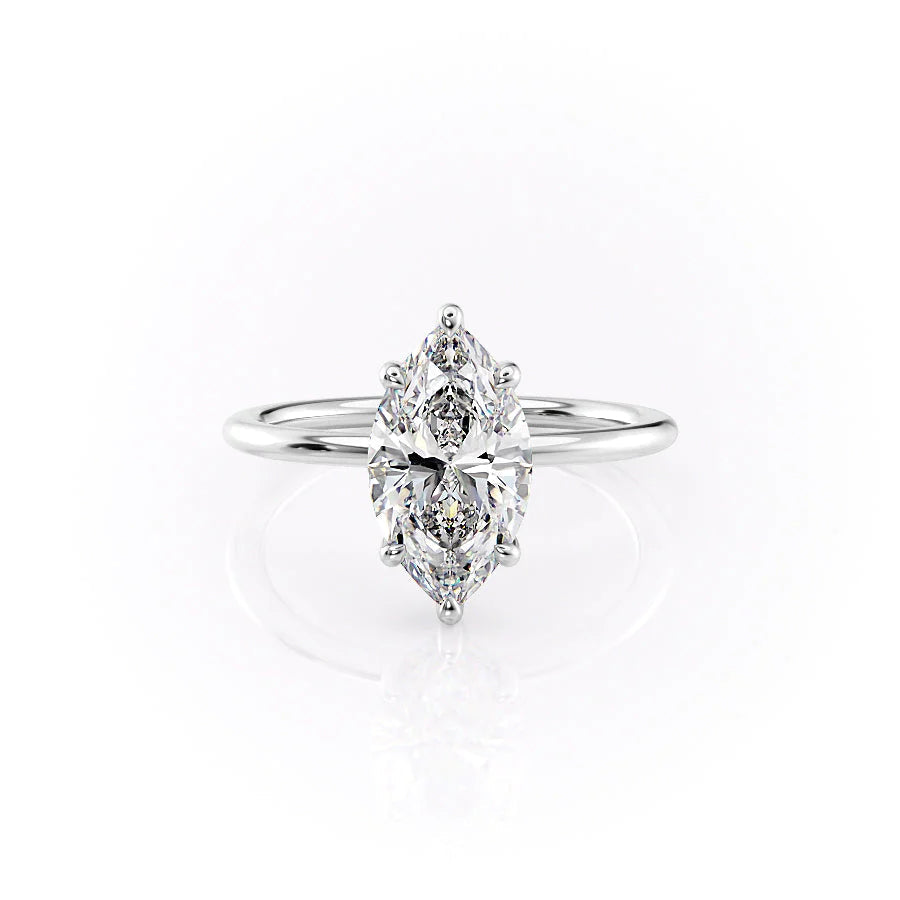 The Sydney Set With Marquise Solitaire Lab Diamond 1 Carat 14K White#material_white