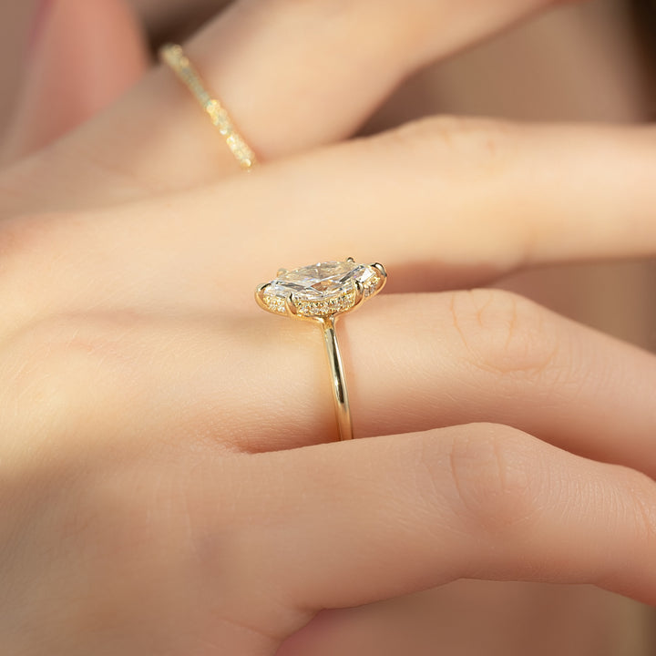 The Sydney Marquise Lab Diamond Moissanite Engagement Ring *Shown with 1.5 ct #material_gold