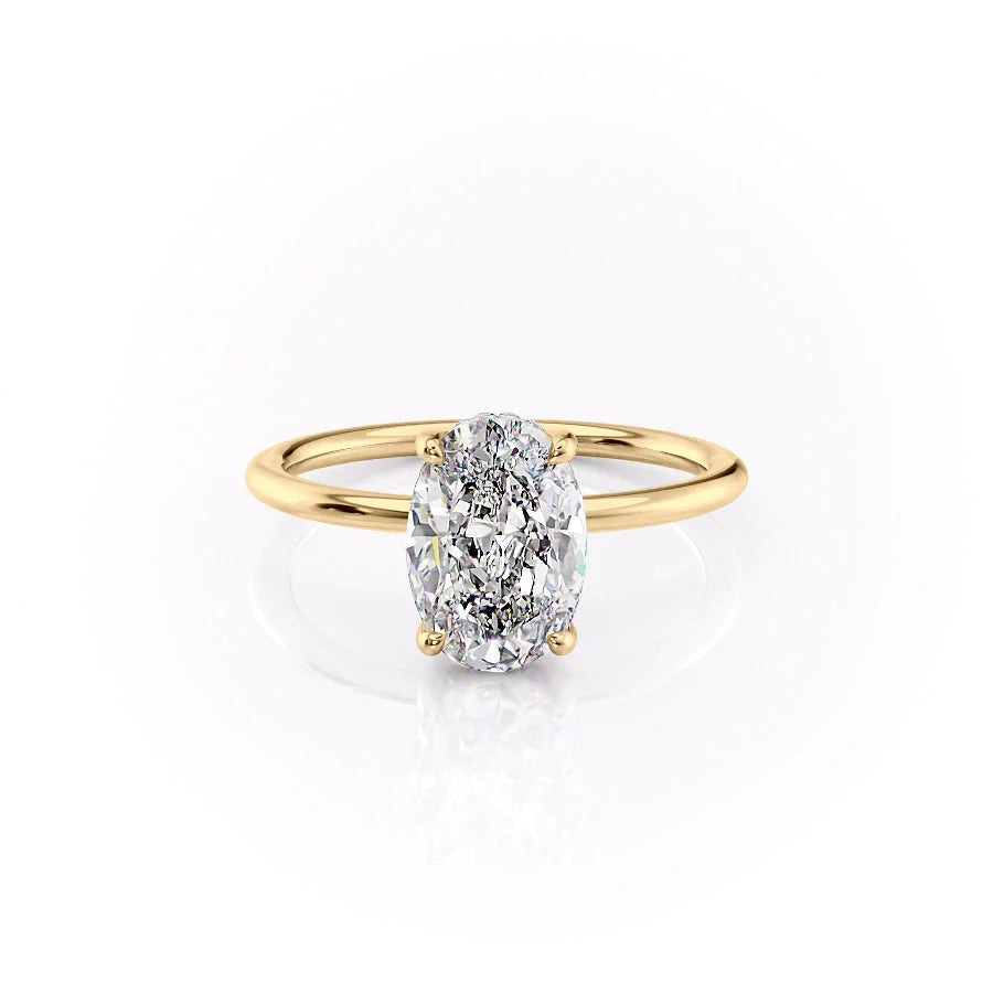 The Sydney Set With Oval Solitaire Lab Diamond 1 Carat 14K Gold#material_gold