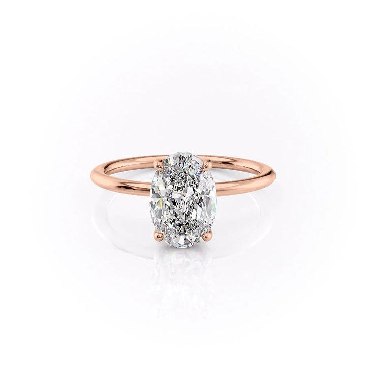 The Sydney Set With Oval Solitaire Lab Diamond 1 Carat 14K Rose#material_rose