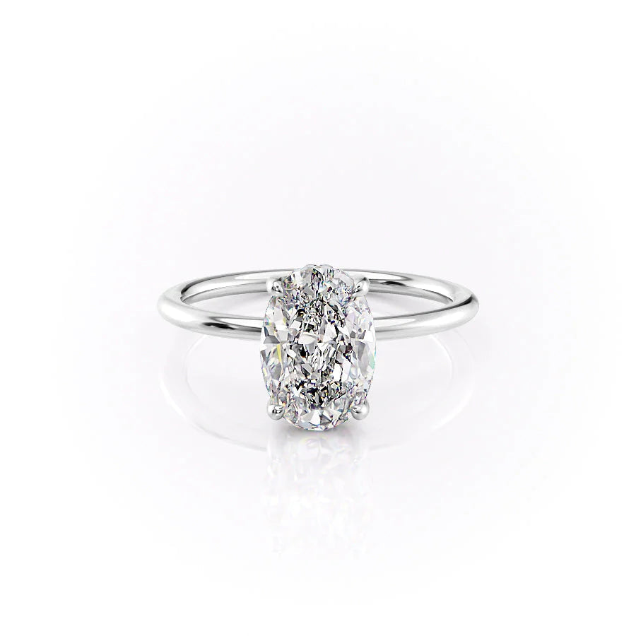 The Sydney Set With Oval Solitaire Lab Diamond 1 Carat 14K White#material_white