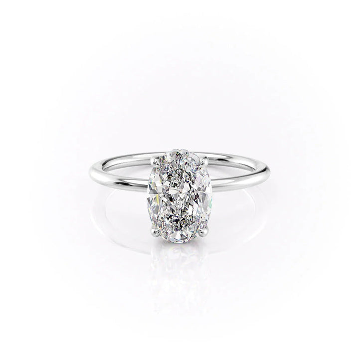 The Sydney Set With Oval Solitaire Lab Diamond 1 Carat 14K White#material_white